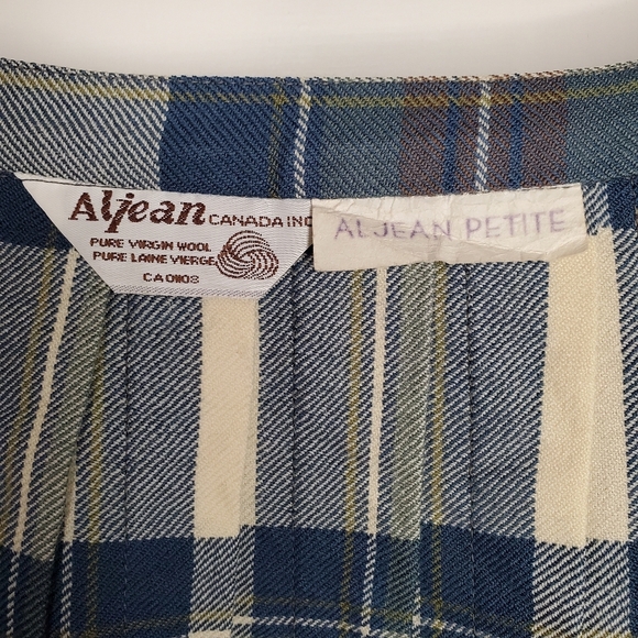 Aljean 100% Pure Virgin Wool Pleated Plaid Skirt – Approx Size M Petite - Teal - Picture 5 of 5